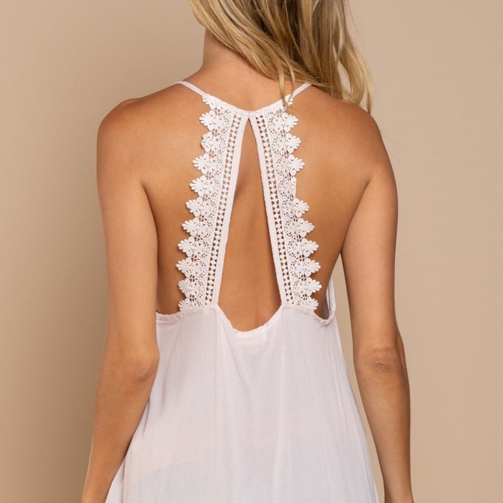 POL Crochet Lace Detail Back Cami Top